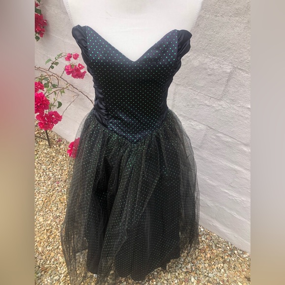 Gunne sax strapless black tulle formal tulle dress vintage - Picture 7 of 12
